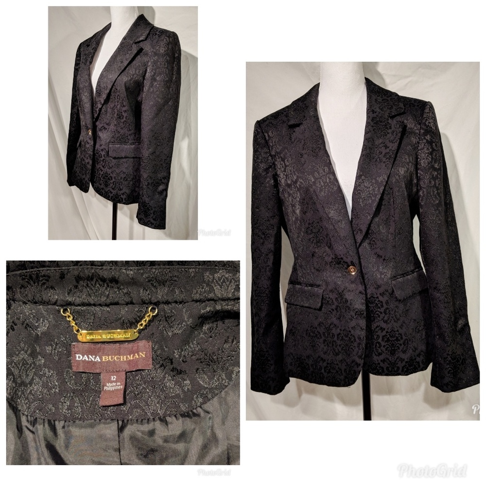 Dana Buchman Black Embroidered Blazer Jacket